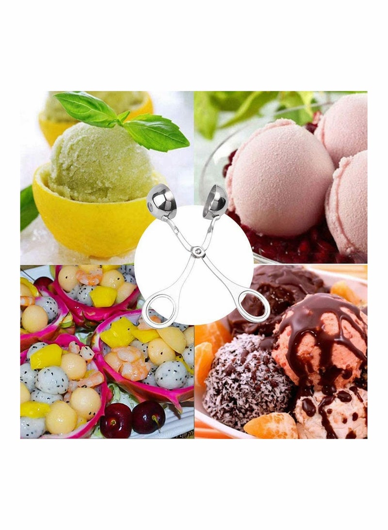 Meat Ballers, 2 PCS Stainless Steel Ball Maker None Stick Meat Baller Tongs Cake Pop Maker Cookie Dough Scoop Tongs for Meatball, Cake, Ice Cream (Ball Size 1.38" and 1.78")