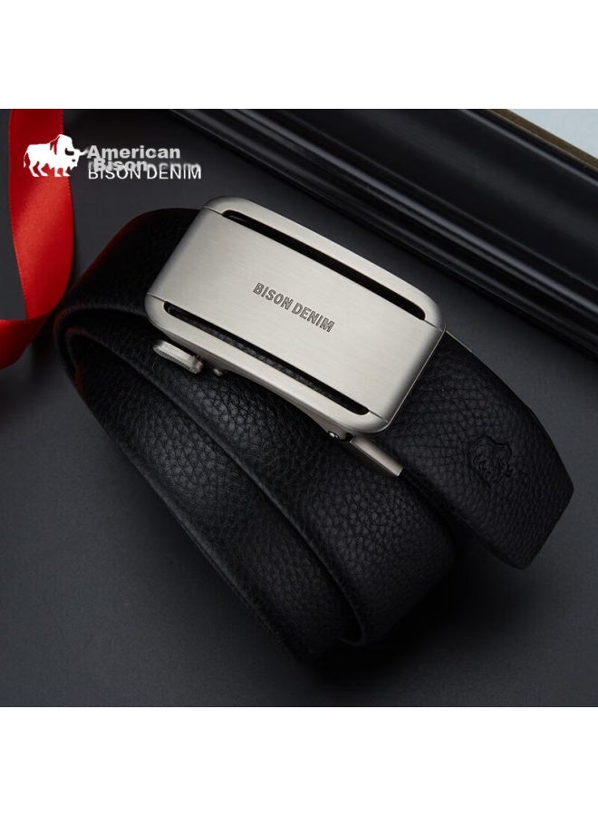 American Bison Men's Belt With Automatic Buckle, Genuine Leather Business Waist Belt - Image 5