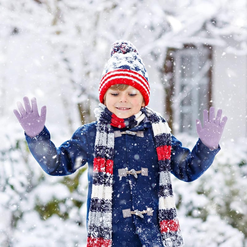 ONESING 3-24 Pairs Winter Knit Gloves for Kids - White Finger Gloves for Boys and Girls - Image 4
