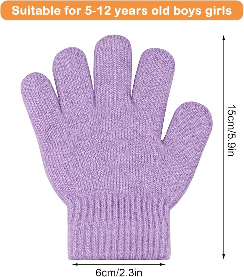 ONESING 3-24 Pairs Winter Knit Gloves for Kids - White Finger Gloves for Boys and Girls - Image 2