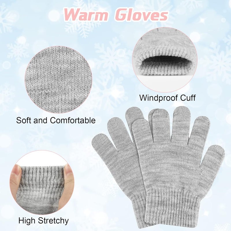 ONESING 3-24 Pairs Winter Knit Gloves for Kids - White Finger Gloves for Boys and Girls - Image 3