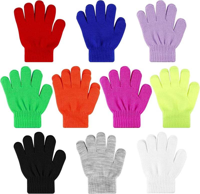 ONESING 3-24 Pairs Winter Knit Gloves for Kids - White Finger Gloves for Boys and Girls - Image 1