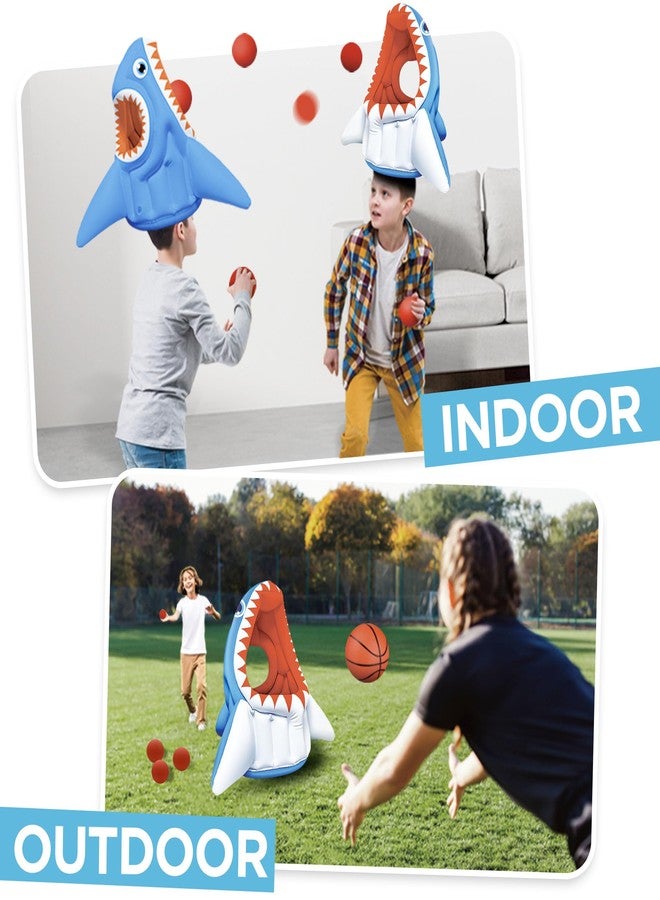 آي بلاي، آي ليرن لعبة iPlay, iLearn Kids Shark Pool Toy، لعبة مسبح قابلة للنفخ 3 في 1: كرة سلة، كرة قدم، كرة سلة، لعبة رمي الكرات، لعبة مائية عائمة للأطفال الصغار، هدية مثالية لحفلات الصيف في الفناء الخارجي والشاطئ، مناسبة للأولاد والبنات من عمر 3 إلى 8 سنوات - Image 3
