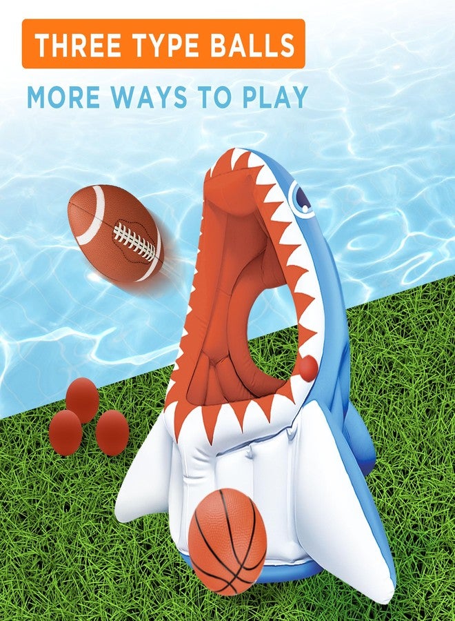 آي بلاي، آي ليرن لعبة iPlay, iLearn Kids Shark Pool Toy، لعبة مسبح قابلة للنفخ 3 في 1: كرة سلة، كرة قدم، كرة سلة، لعبة رمي الكرات، لعبة مائية عائمة للأطفال الصغار، هدية مثالية لحفلات الصيف في الفناء الخارجي والشاطئ، مناسبة للأولاد والبنات من عمر 3 إلى 8 سنوات - Image 5