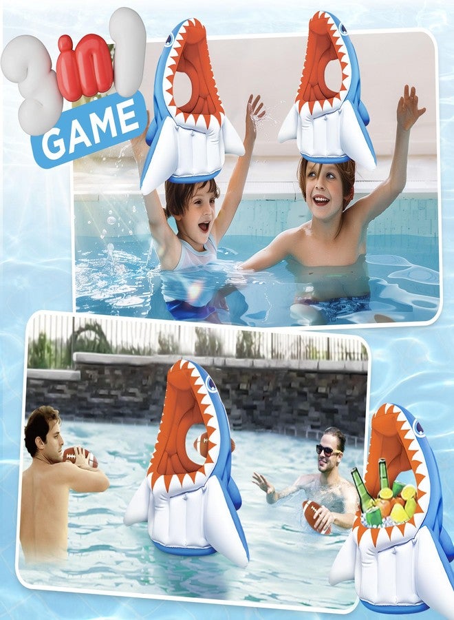 آي بلاي، آي ليرن لعبة iPlay, iLearn Kids Shark Pool Toy، لعبة مسبح قابلة للنفخ 3 في 1: كرة سلة، كرة قدم، كرة سلة، لعبة رمي الكرات، لعبة مائية عائمة للأطفال الصغار، هدية مثالية لحفلات الصيف في الفناء الخارجي والشاطئ، مناسبة للأولاد والبنات من عمر 3 إلى 8 سنوات - Image 2