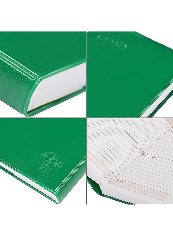 إيروريكس 2025 دفتر يوميات جيب مصنوع من مادة البولي فينيل كلوريد، غلاف ناعم، 2 يوم، حجم الصفحة 75×105 مم، ورق أبيض إنجليزي 60 جرامًا/م2، لون أخضر Fsdi09E25Gr - Image 3