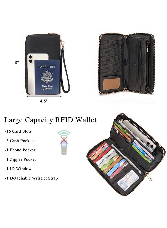 Idesort Large Crossbody Bags Ladies Shoulder Handbags Purse and Wallet Set for Women Hobo Purses Black - Image 2