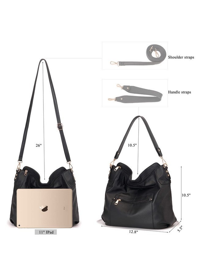 Idesort Large Crossbody Bags Ladies Shoulder Handbags Purse and Wallet Set for Women Hobo Purses Black - Image 5