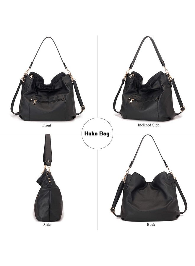 Idesort Large Crossbody Bags Ladies Shoulder Handbags Purse and Wallet Set for Women Hobo Purses Black - Image 4