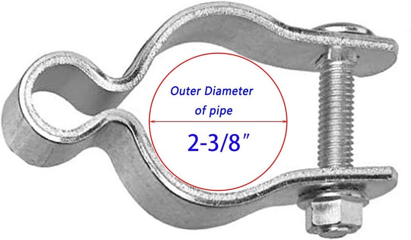 Wulankd 2 Pack 2-3/8inch Chain Link Fence Frame Gate Post Hinge/Galvanized Steel Zinc Plated Pipe Gate Hinge for 2-3/8 Outside Diameter Post/Pipe, Nut/Bolt Included for Hinge - Image 4