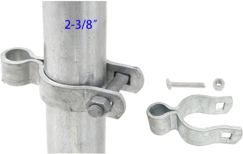 Wulankd 2 Pack 2-3/8inch Chain Link Fence Frame Gate Post Hinge/Galvanized Steel Zinc Plated Pipe Gate Hinge for 2-3/8 Outside Diameter Post/Pipe, Nut/Bolt Included for Hinge - Image 5
