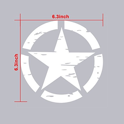 Hooke Road Star Bumper Sticker Body Truck Cars Decals Decoration for Jeep Wrangler YJ TJ JK JL Gladiator Tundra Tacoma F150 RAM Pickup Trucks All Cars - White, 6.3inches - Image 5
