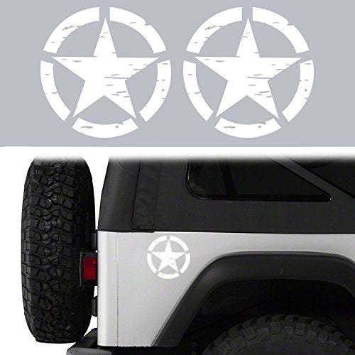 Hooke Road Star Bumper Sticker Body Truck Cars Decals Decoration for Jeep Wrangler YJ TJ JK JL Gladiator Tundra Tacoma F150 RAM Pickup Trucks All Cars - White, 6.3inches - Image 1