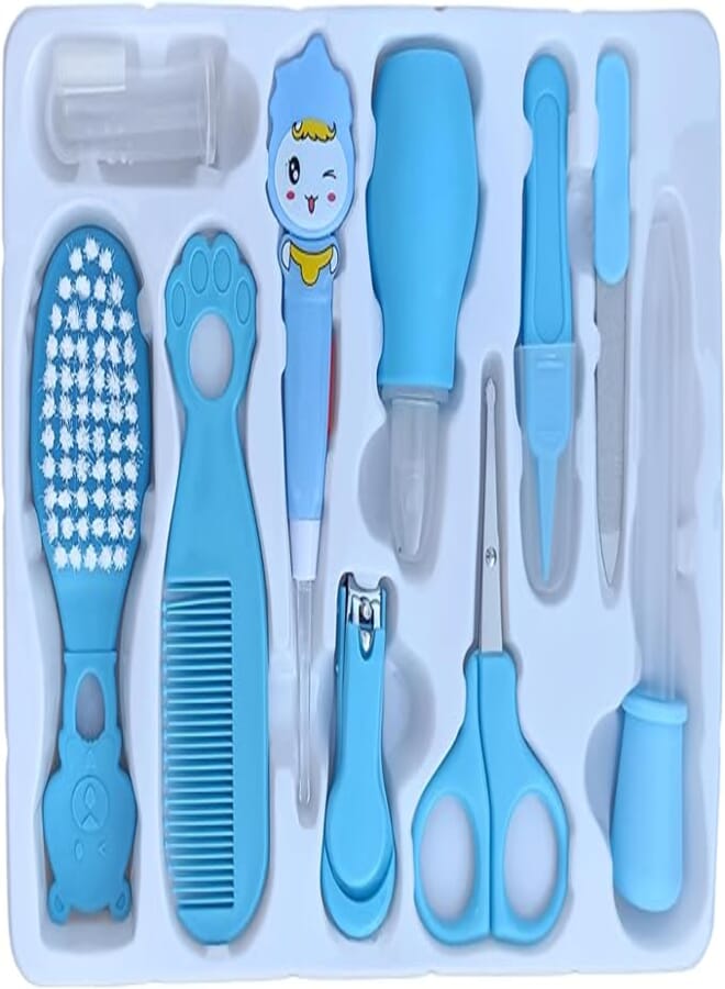 BabyGo Baby Grooming & Healthcare kit in Gift Pack with Ear Cleaner Set of 8 (Blue)