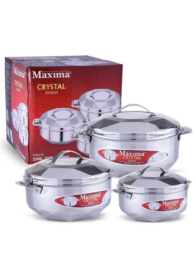 Maxima - Set of 3 Stainless Steel Hotpot Silver - Image 1