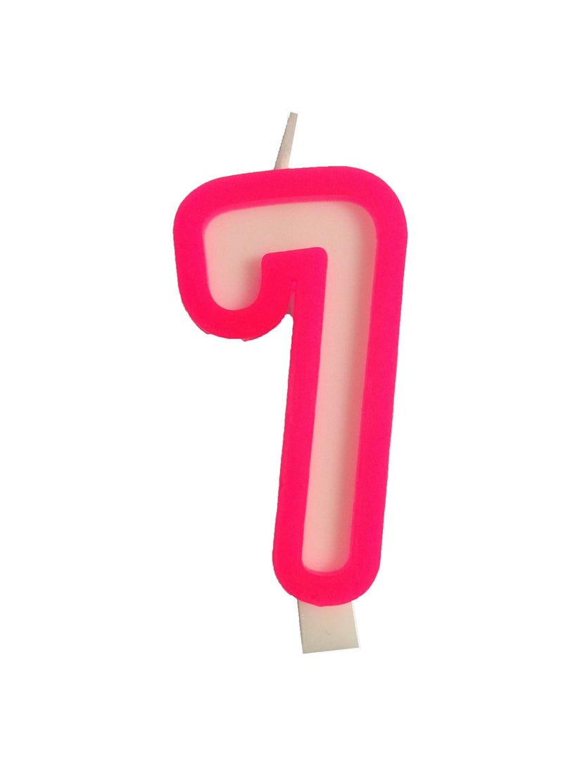 Funcart Funcart Pink and White Numerical 7 Style Candle for 7th Birthday DecorationCake TopperCake DecorationBirthday Decoration  - Image 1