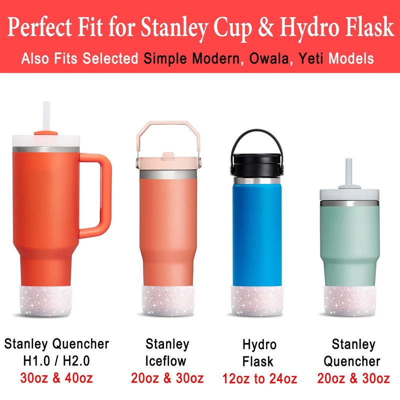 KTKUDY 2 PCS Glitter Silicone Boot Compatible with Stanley Tumbler 20 30 40 oz & Fits Hydro Flask Water Bottle 12-24oz & Fits Yeti, Simple Modern, Owala Cup - Bling Cup Bottom Protector Accessories - Image 2