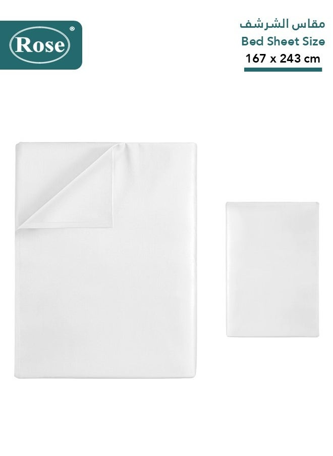 Rose Rose Luxurious Plain Flat Sheet and Pillow Case, Bed Sheet 2-Pieces Set, Soft & Cozy Microfiber Breathable and Cooling, Twin / Extra Twin Size 243x167 cm, White  - Image 2