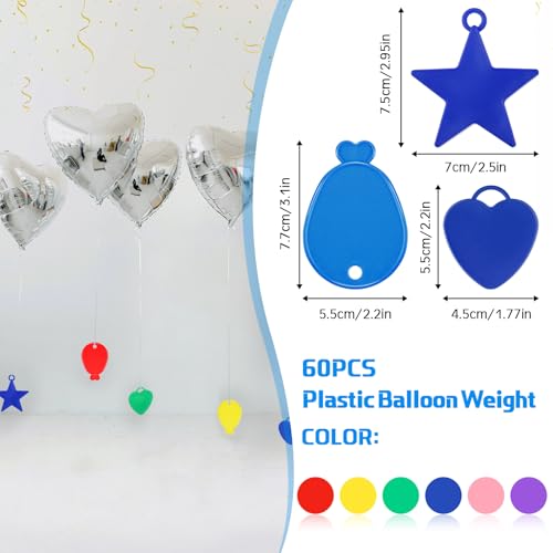 Charnoel 80 Pcs Plastic Balloon Weights Colorful Weights for Balloons for Birthday Party Christmas Wedding Celebration Decoration Balloon Heart Star Shaped 7 Colors - Image 5