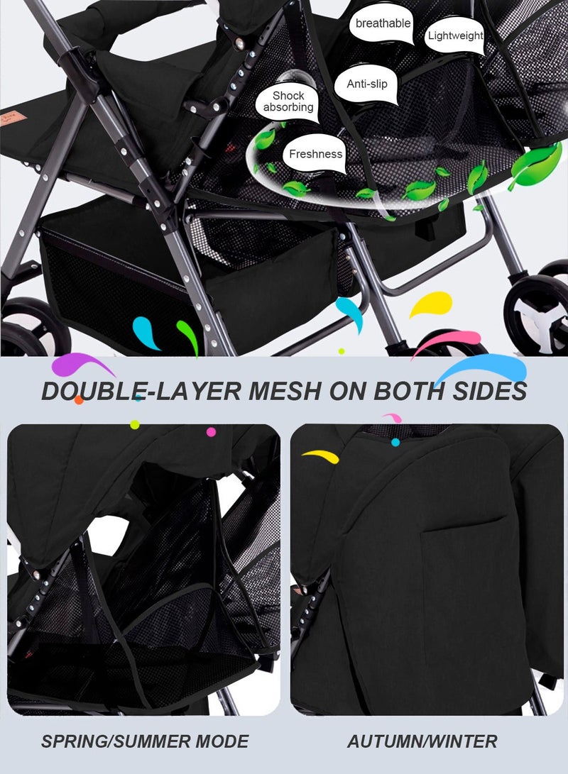 ما بيبي عربة أطفال مزدوجة للأطفال، عربات أطفال مزدوجة جنبًا إلى جنب، عربة أطفال مزدوجة قابلة للفصل وقابلة للانعكاس مع مظلة ومسند ظهر قابل للتعديل، يمكن الجلوس والاستلقاء - Image 3