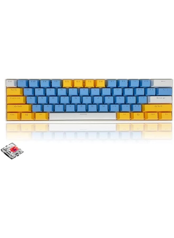 61 Keys Rgb Gaming Keyboard 60% Mini Wired Waterproof With Anti Ghosting Keyboard And Three Color Keycaps With Red Switch For Gamers(Blue Yellow And White) - Image 1