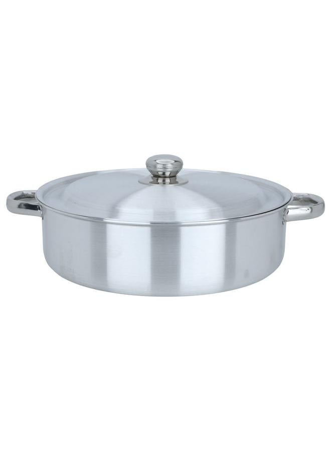 ROBUST Aluminum Oven Tray 34 Cm Round With Lid Two Handles Silver - Image 1