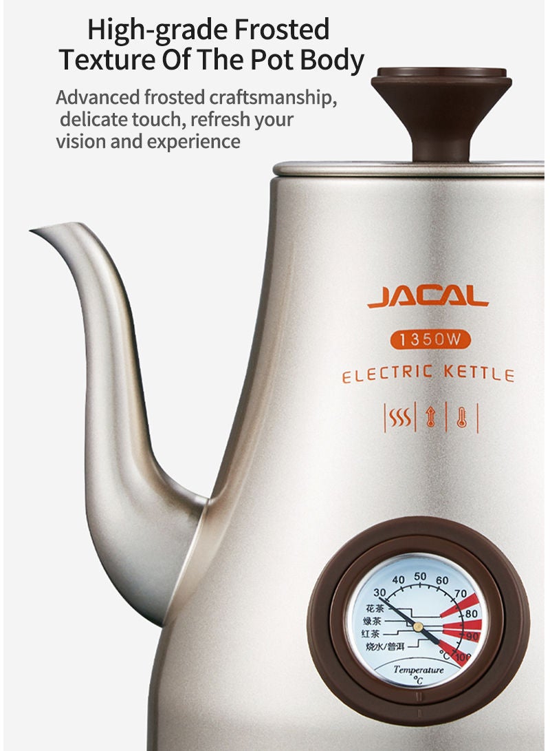 JACAL Stainless Steel Electric Kettle with Thermometer 1L 1350W - Image 5