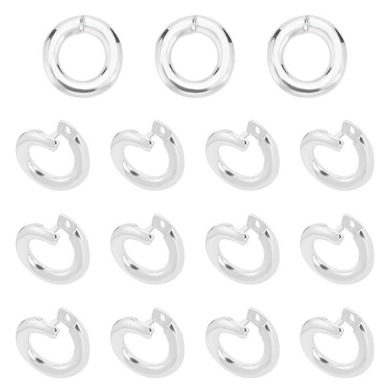PH PandaHall 15pcs 925 Sterling Silver Locking Jump Rings Round Locking Jump Rings OD 6mm ID 33mm Circle Clasp Ring Connector Open End Jump Rings for Necklace Bracelet Keychain Jewelry Making - Image 2