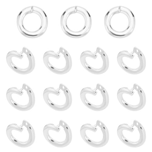 PH PandaHall 15pcs 925 Sterling Silver Locking Jump Rings Round Locking Jump Rings OD 6mm ID 33mm Circle Clasp Ring Connector Open End Jump Rings for Necklace Bracelet Keychain Jewelry Making - Image 1