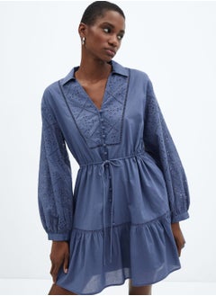Embroidered Tie Detail Dress