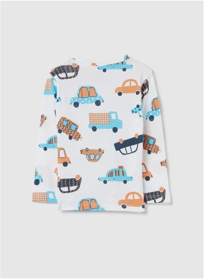 Ovs T-shirt with long sleeves and small cars print
