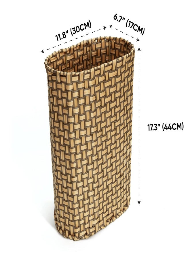 HAMOTOPI Umbrella Holder Entryway Umbrella Stand Indoor Entryway 6.7x17.3 Wicker Umbrella Bucket Basket Narrow Tall Umbrella Storage Bin Woven Faux Rattan Cane Holder Stands (Brown & Natural) - Image 2