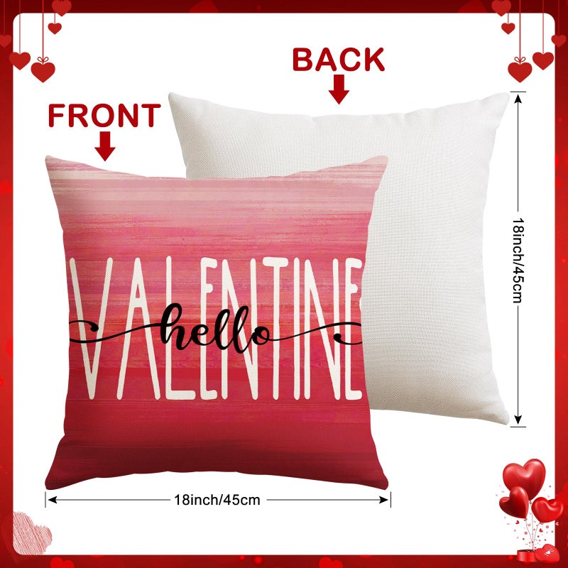 Artscope Valentine's Day Love Forever Throw Pillow Covers 18x18 Inch Set of 4, Valentine Wedding Red Pink Love Heart Decoration Pillow Cases for Home Sofa Couch - Image 3
