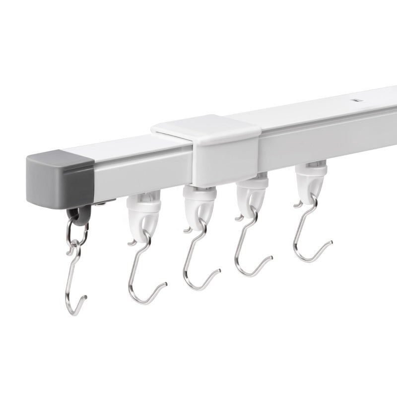 Zeerobee Ceiling Curtain Track,4.3-7.8ft Retractable Curtain Track Ceiling Mount For Room Divider Curtain Track, Ceiling Curtain Rod, Ceiling Rails with Silent Rollers (White) - Image 1