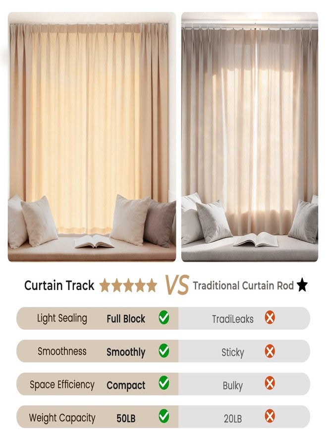 Zeerobee Ceiling Curtain Track,4.3-7.8ft Retractable Curtain Track Ceiling Mount For Room Divider Curtain Track, Ceiling Curtain Rod, Ceiling Rails with Silent Rollers (White) - Image 5