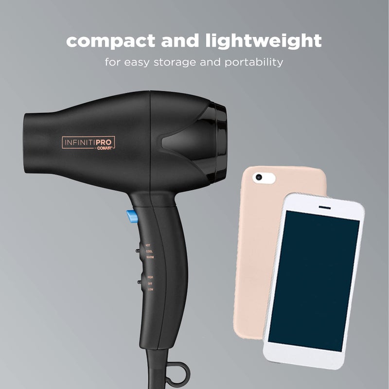 CONAIR INFINITIPRO BY CONAIR Travel Hair Dryer, Mighty Mini Compact Lightweight Professional AC Motor Hair Dryer - Image 3