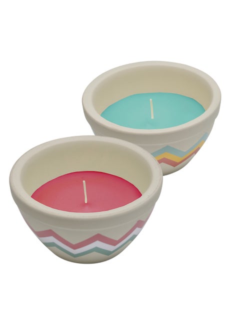 Waxworks Citronella Striped Pie Dish Candle, Festiva, 15Cm, Assorted, 1 Piece.