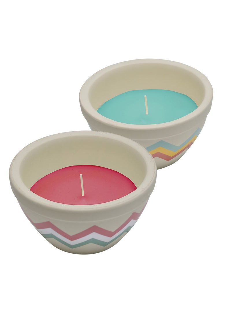 Waxworks - Waxworks Citronella Striped Pie Dish Candle, Festiva, 15Cm, Assorted, 1 Piece. - Image 1