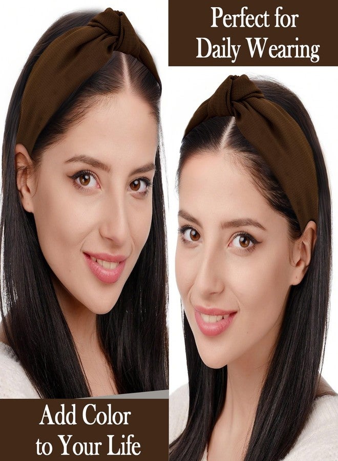 Amariver Brown Headbands for Women Wide Knotted Headband Top Knot Hair Band Non-slip Head Band Soft Fashion Brown Accessories for Women Girls - Image 3