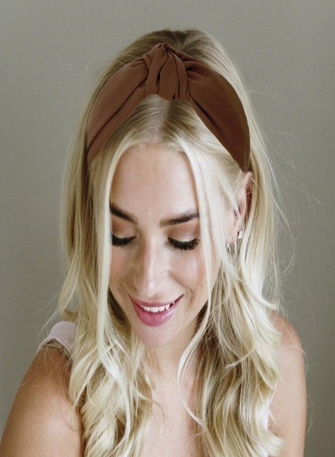 Amariver Brown Headbands for Women Wide Knotted Headband Top Knot Hair Band Non-slip Head Band Soft Fashion Brown Accessories for Women Girls - Image 5