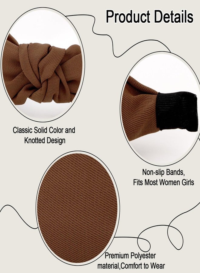 Amariver Brown Headbands for Women Wide Knotted Headband Top Knot Hair Band Non-slip Head Band Soft Fashion Brown Accessories for Women Girls - Image 2