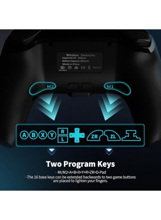 Wireless Controller for Switch/Lite/OLED，Switch Pro Controller with one button wake-up Function/Double Vibration/Programmable Button/Hall Joystick - Image 3