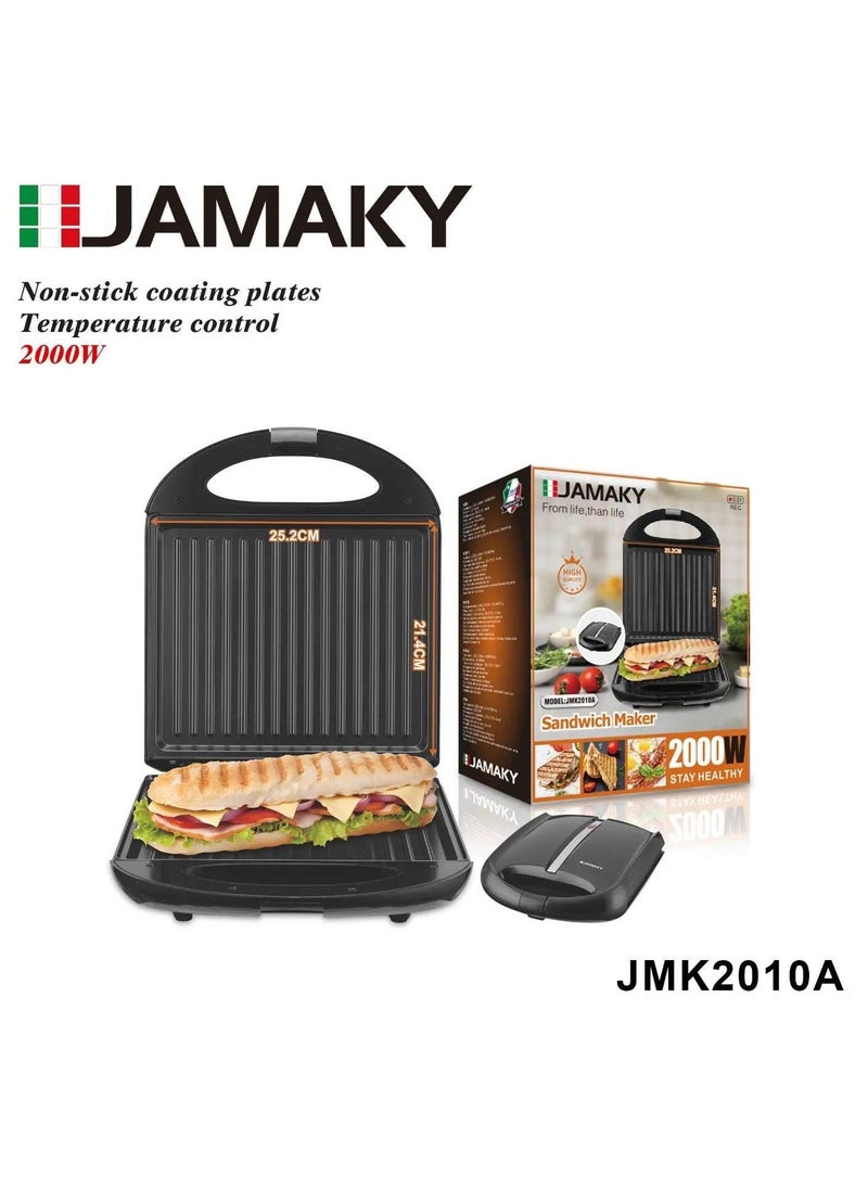 Jamaky Italy صانع السندوتشات الجامبو بتقنية ايطالية من جاماكي 2000 واط بطلاء غير لاصق - JMK2010A (ايطالي  - Image 1