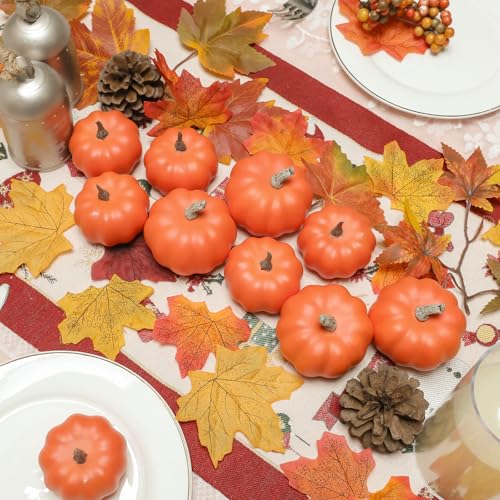 Ghrdopy 10Pcs Fake Pumpkins Fall Thanksgiving Decorations,Orange Plastic Pumpkins Home Decor, Artificial Mini Pumpkin for Decorating Autumn Harvest Outdoor Indoor Fall Decor Centerpiece Table Decorations - Image 5