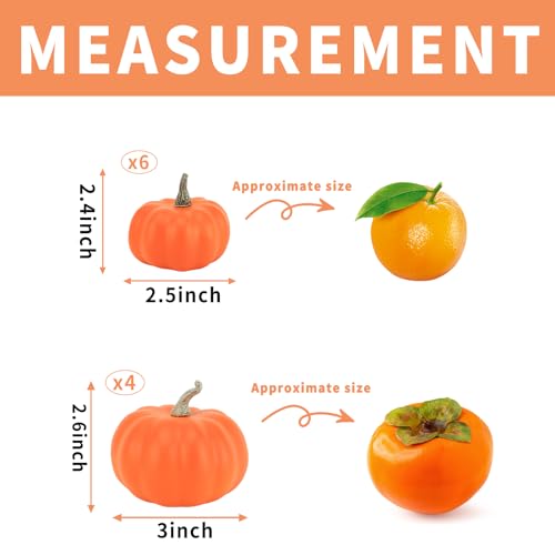 Ghrdopy 10Pcs Fake Pumpkins Fall Thanksgiving Decorations,Orange Plastic Pumpkins Home Decor, Artificial Mini Pumpkin for Decorating Autumn Harvest Outdoor Indoor Fall Decor Centerpiece Table Decorations - Image 3