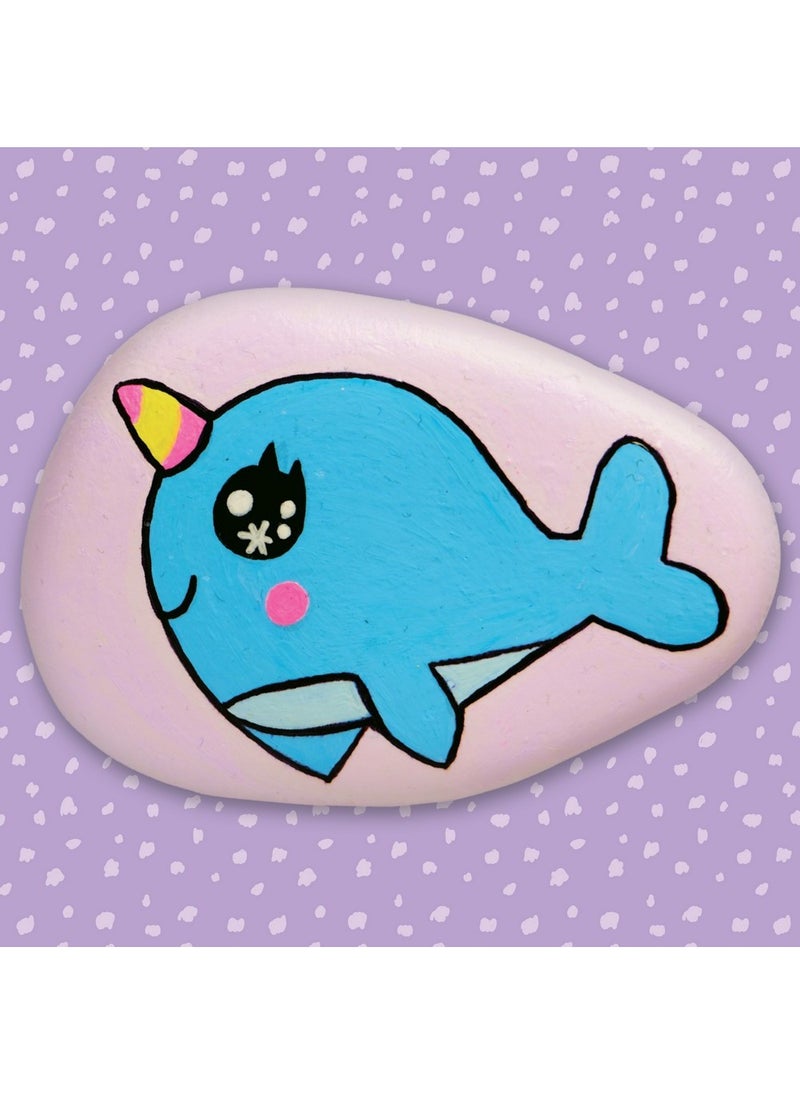 Hinkler طقم رسم الصخور كاواي من هينكلر زاب! - مجموعة فن الصخور افعلها بنفسك تشمل 5 صخور نهرية، 6 ألوان طلاء، فرشاة طلاء، قلم تحديد أسود وكتاب من 32 صفحة، اصنع تصاميم كاواي الرائعة، مجموعة حرفة ممتعة للأطفال، رسم الصخور الملون، هدية لعشاق كاواي - Image 5