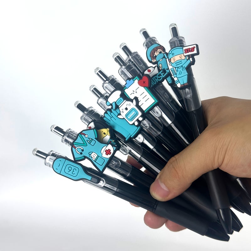 8 Random Styles Retractable Gel Ballpoint Pen Black Ink Medical Use For Doctors Nurses Office Gift - Image 4