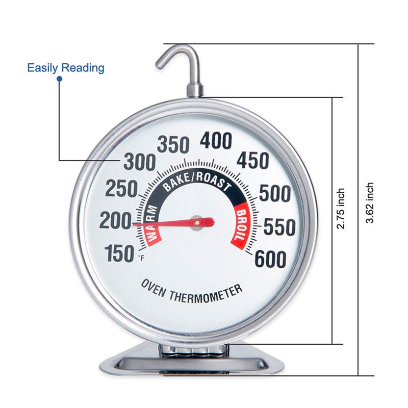 defull Extra Large 3" Oven Thermometer with Easy-Read Dial | 150-600Â°F Pro Accurate Temp Gauge for Kitchen, Baking, Grill & Meat | Hang or Stand for Gas/Electric Ovens - Image 4