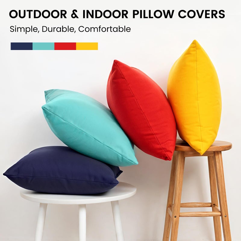Premillow Outdoor Pillow Covers Set of 2, Decorative Farmhouse Waterproof Pillow Covers, Solid Linen Pillowcase Cushion Covers for Patio Garden Balcony Couch Sofa 18x18 inch, Yellow - Image 4