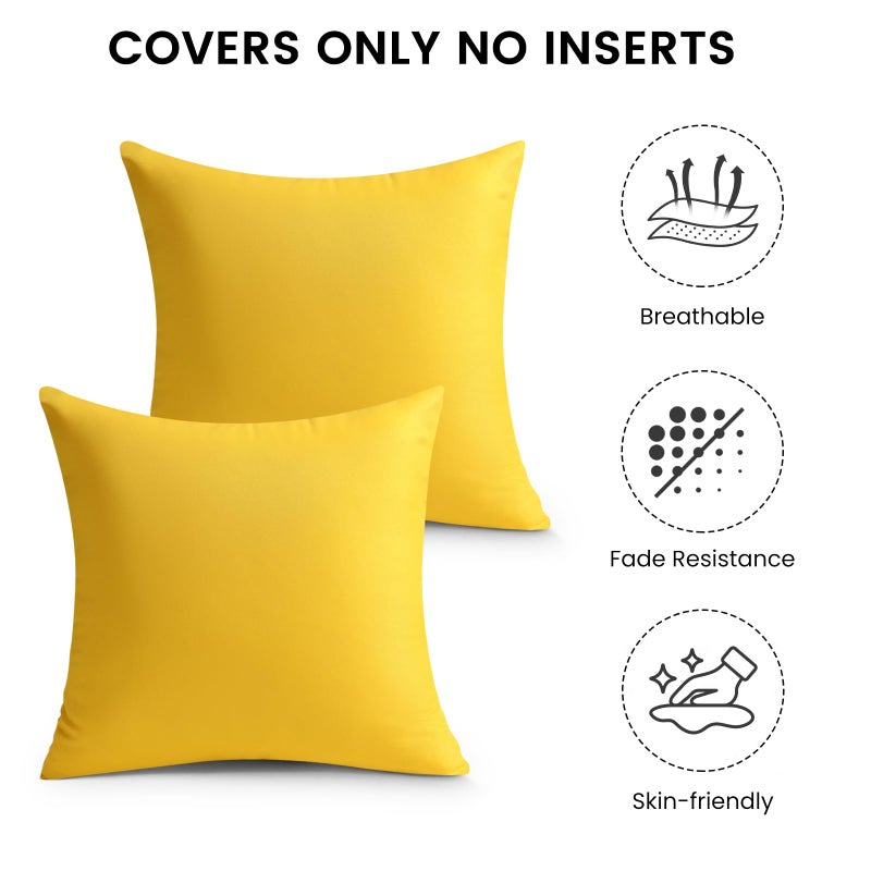 Premillow Outdoor Pillow Covers Set of 2, Decorative Farmhouse Waterproof Pillow Covers, Solid Linen Pillowcase Cushion Covers for Patio Garden Balcony Couch Sofa 18x18 inch, Yellow - Image 2